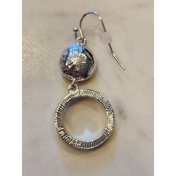 Napier Silver-Tone Drop Earrings With Red Faceted Stones & Clear Crystal Hoops - Picture 5 of 5